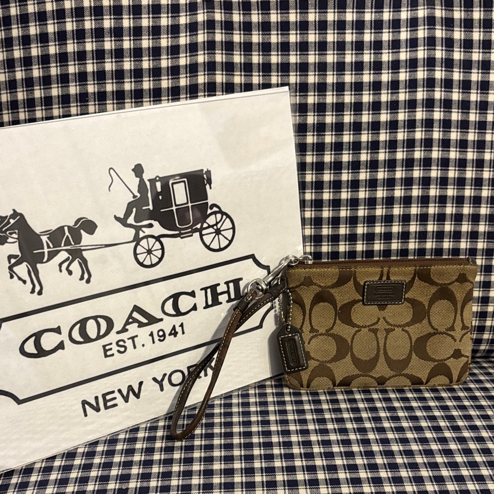 Coach Signature monogram Wristlet; vintage